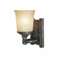 Designers Fountain Austin 5.5in 1-Light Weathered Saddle Rustic Indoor Vanity with Satin Crepe Glass Shade 97301-WSD